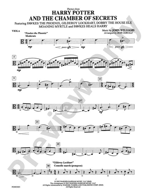 Harry Potter and the Chamber of Secrets Selected Themes From the Motion Picture Viola Piano Accompaniment Reader