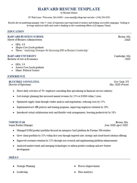 Harvard Gold Standard Resume Template