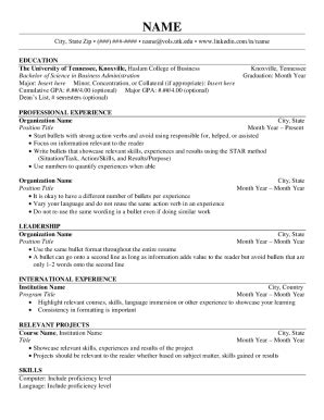 Haslam Utk Resume Template