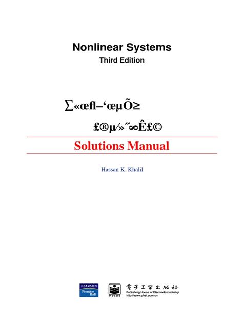 Hassan Khalil Nonlinear Systems Solution Manual Kindle Editon