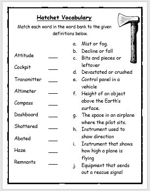 Hatchet Worksheets Answers Doc