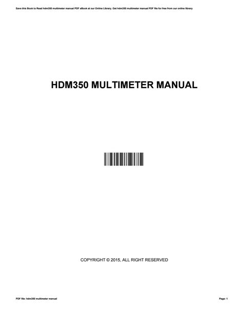Hdm350 Multimeter Manual Ebook Doc