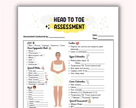 Head To Toe Nursing Assessment Form Printable