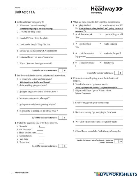 Headway Elementary Work Answers PDF