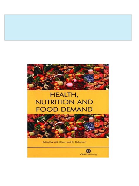 Health, Nutrition and Food Demand (Cabi Publishing) Ebook Doc