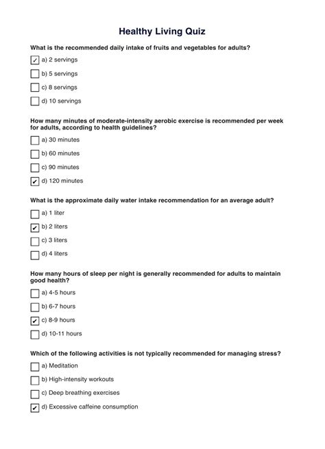 Health Quiz Questions And Answers Doc