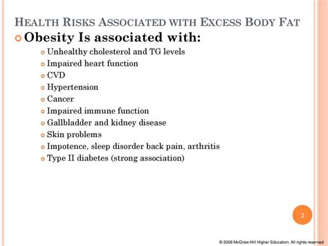 Health Risks Associated with Excess Weight: