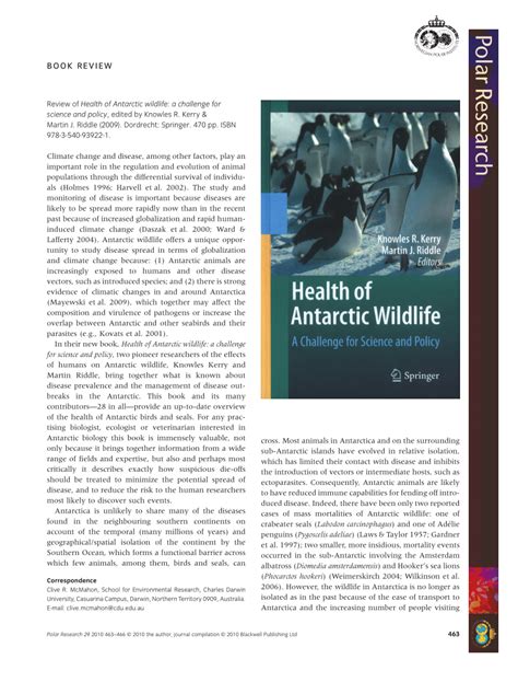 Health of Antarctic Wildlife A Challenge for Science and Policy 1st Edition Epub