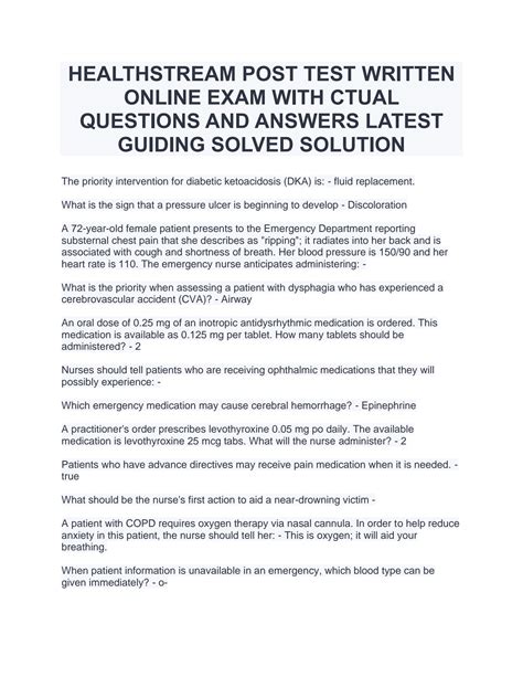 Healthstream Nrp Exam Answers Doc