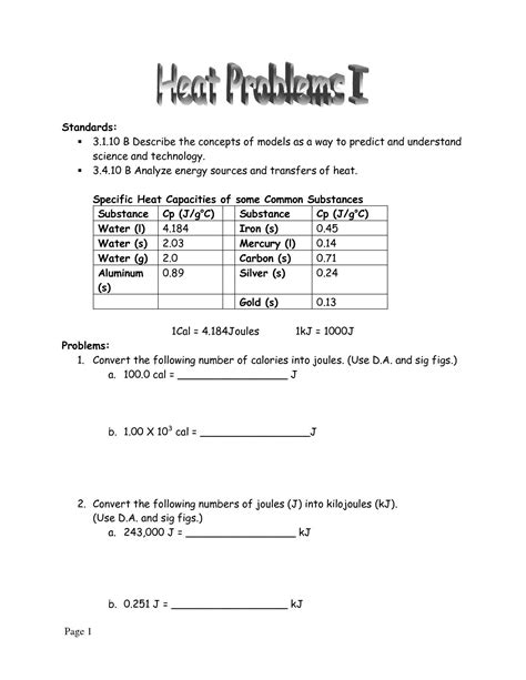 Heat And Temperature Student Sheet Answers PDF