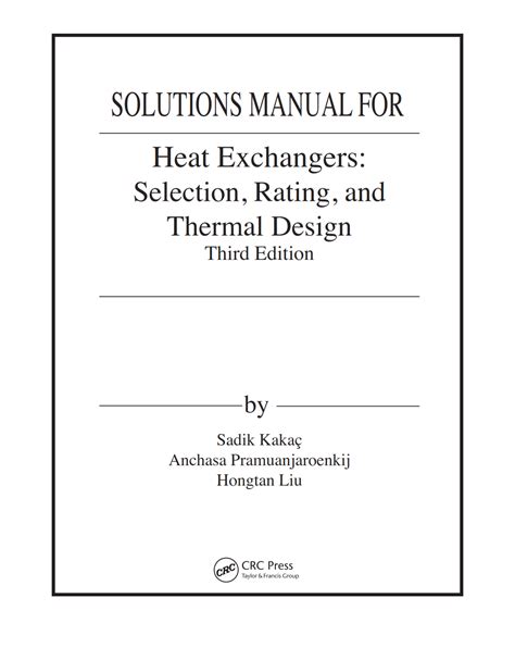 Heat Exchanger Design Kakac Solution Manual Ebook Kindle Editon