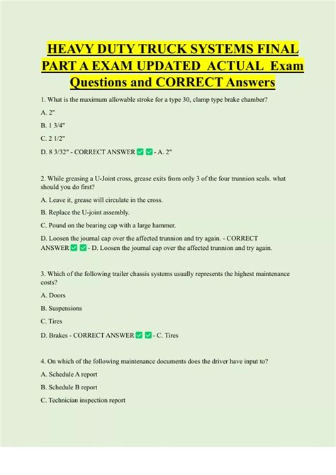 Heavy Duty Truck Systems Answer Key PDF