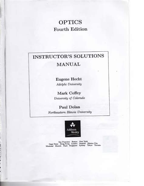 Hecht Optics 4th Edition Solution Manual Reader