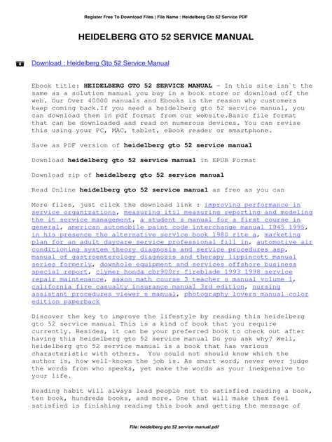 Heidelberg Gto 52 Operation Manual PDF PDF