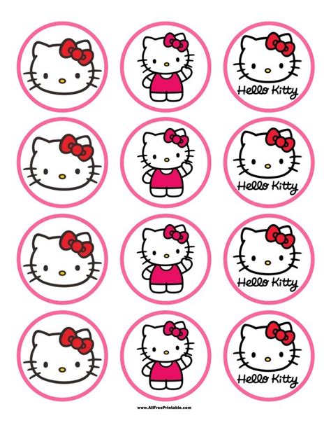 Hello Kitty Cupcake Toppers Printable