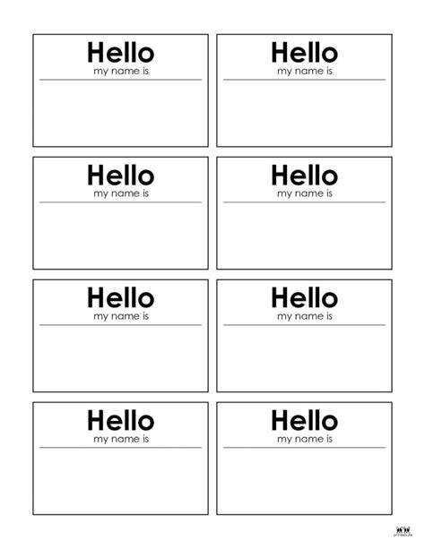 Hello My Name Is Printable Tags