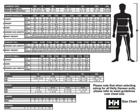 Helly Hansen Size Chart Jacket