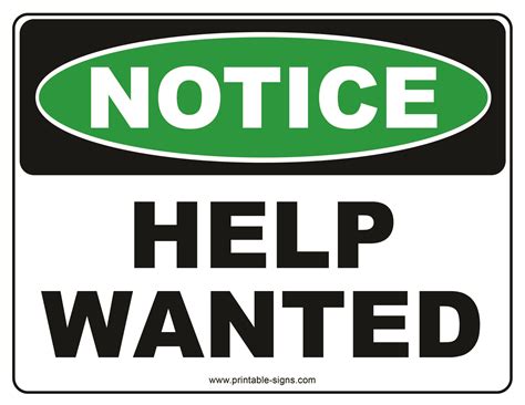 Help Wanted Sign Printable