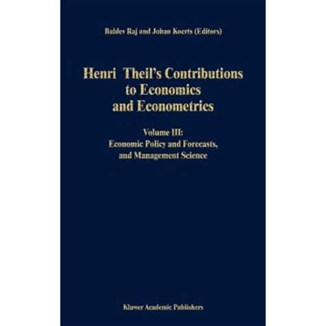 Henri Theil's Contributions to Economics an Epub