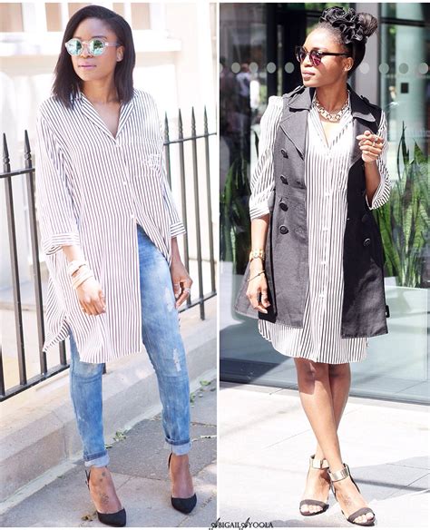 Here are a few ideas for how to wear a striped shirt dress: