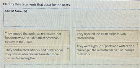 Here are some statements that describe the Beats: