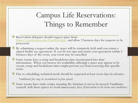 Here are some tips for reserving a room on campus: