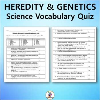 Heredity Vocabulary Garden Answer Key PDF