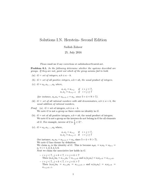 Herstein Solutions PDF