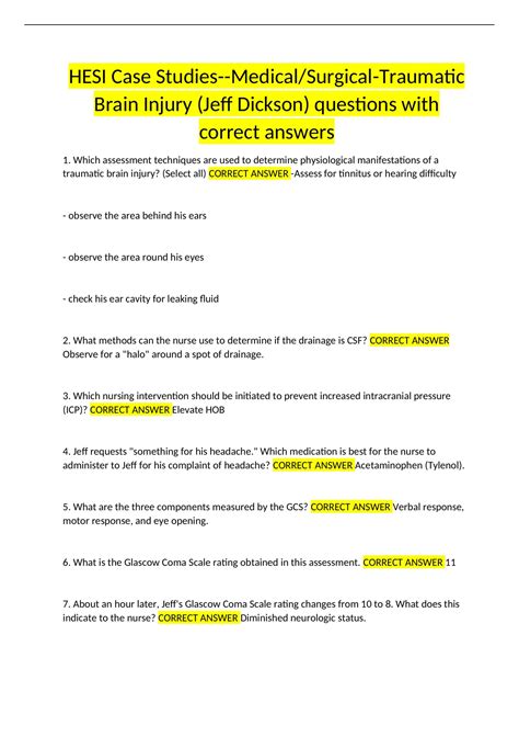 Hesi Case Studies Answers Brain Attack Ebook Kindle Editon