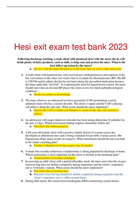 Hesi Exit Exam Test Bank Ebook Doc