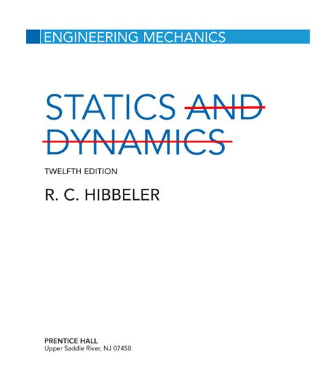 Hibbeler Solution Manuals Dynamics Statics 12th Edition Kindle Editon