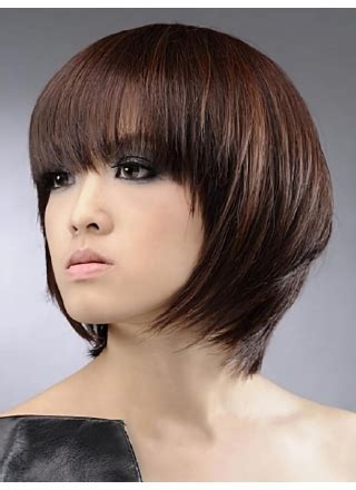 High Quality Brown Straight Chin Length Human Hair Wigs