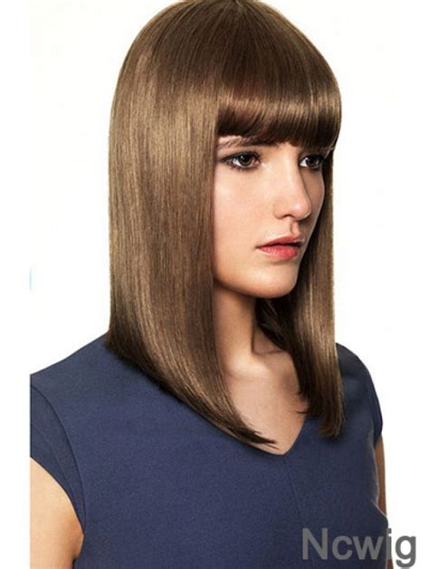 High Quality Brown Straight Chin Length Wigs For Cancer