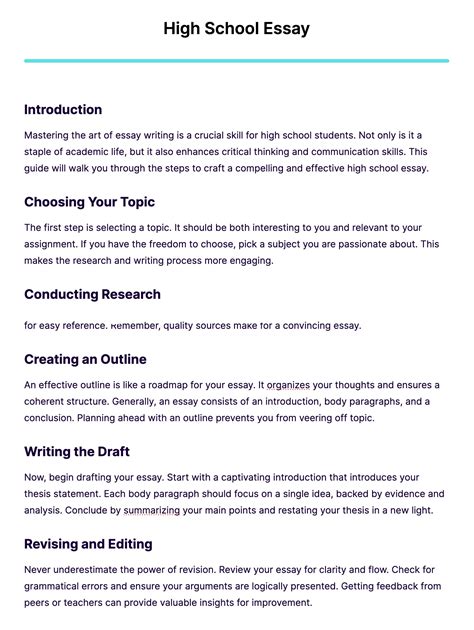 High School Essay Format: A Step-by-Step Guide to Writing a Winning Essay
