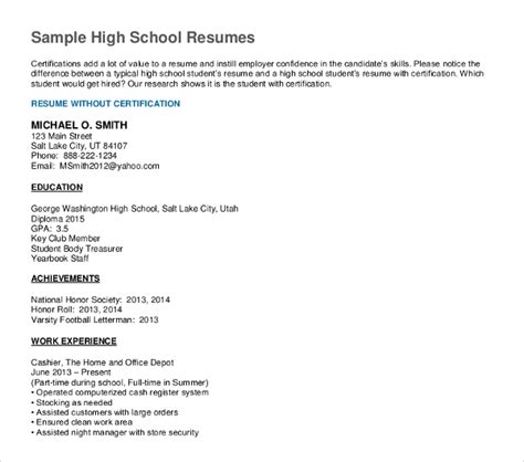 High School Graduate Resume Template