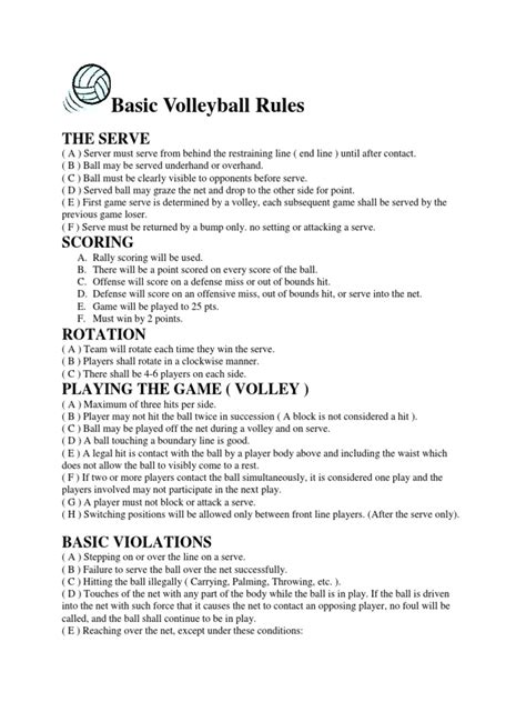 High School Volleyball Rules Test Answers Epub