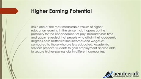 Higher earning potential: