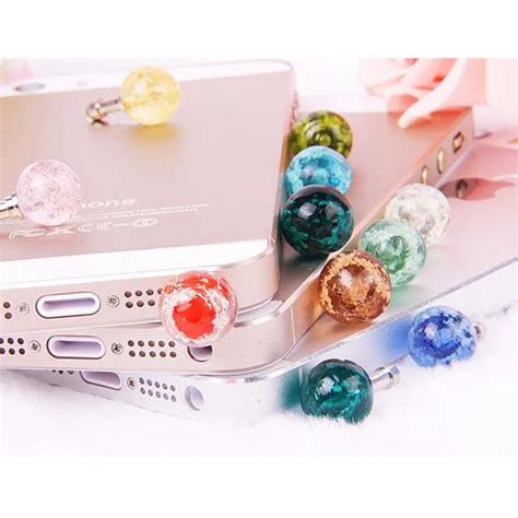 Highwinwin Rhinestones Cellphone Anti Dust Headphone Doc