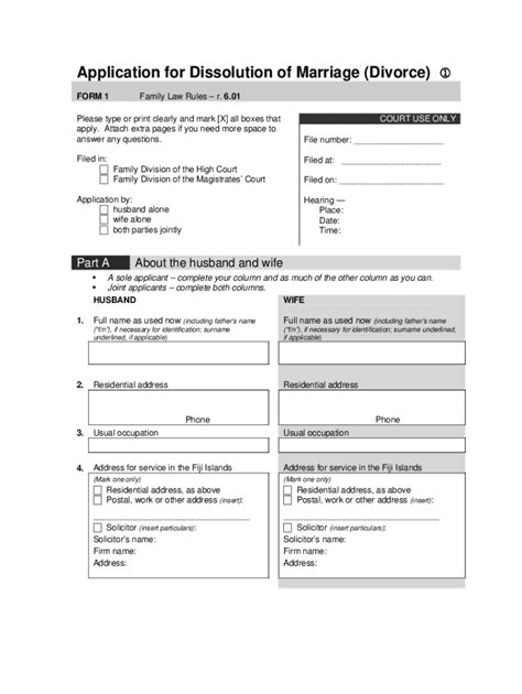 Hindu Divorce Application Form PDF India