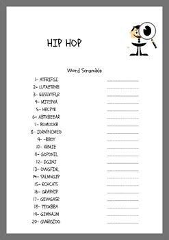 Hip Hop Poetry Word Scramble Answers Reader