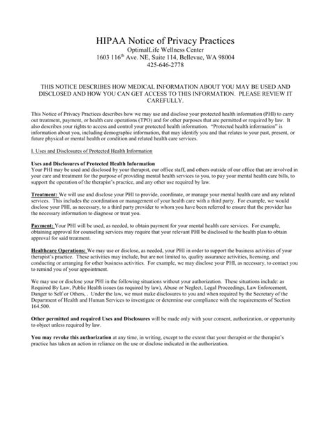 Hipaa Notice Of Privacy Practices Template
