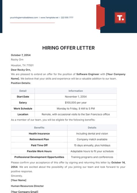 Hiring Letter Template