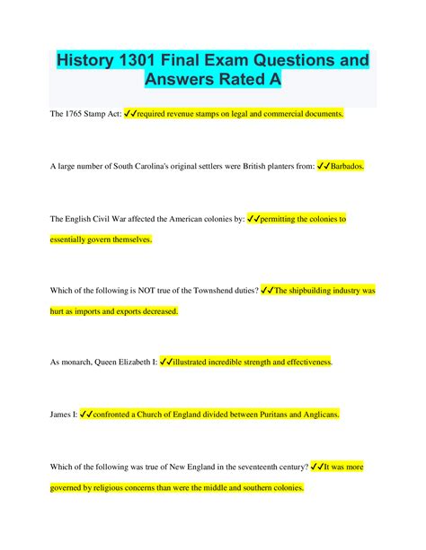 Hist 1301 Final Exam Answers PDF