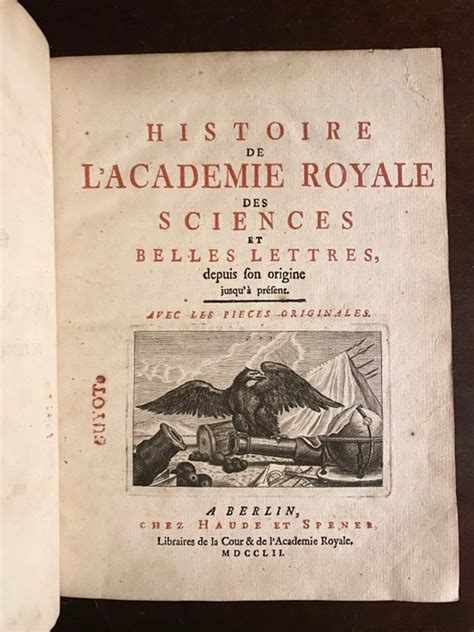 Histoire de LAcad Mie Royale Des Sciences Et Des Belles Lettres de Berlin. [Formerly Miscellanea Be Epub