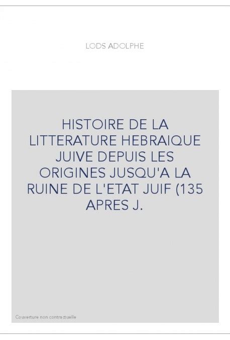 Histoire de La Litt Rature Juive PDF