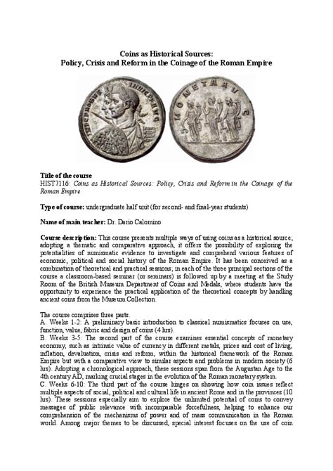 Historical Background and Coinage Reform