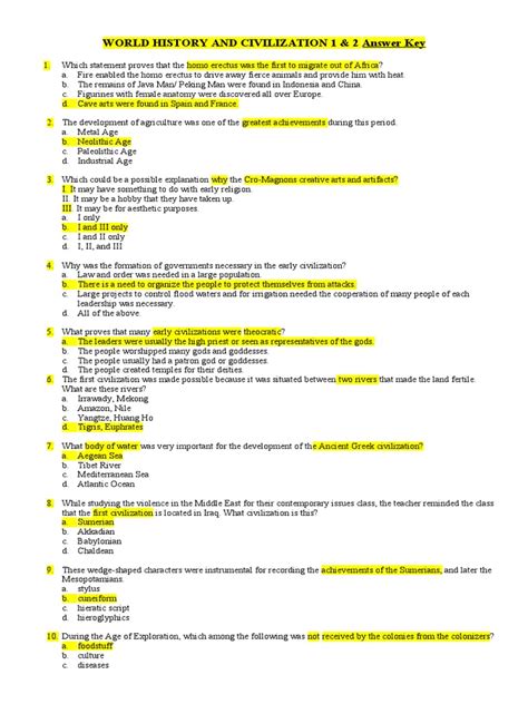 History Of Civilizations Final Exam Answer Key Epub