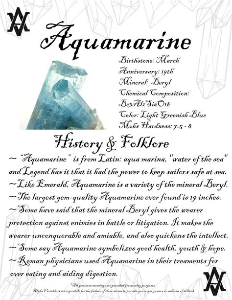 History and Lore of Aquamarine Crystal