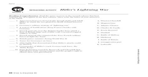 Hitler Lighting War Reteaching Activity Answer Kindle Editon