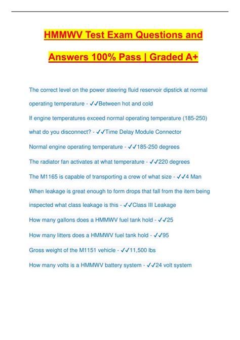 Hmmwv Test Answers Kindle Editon